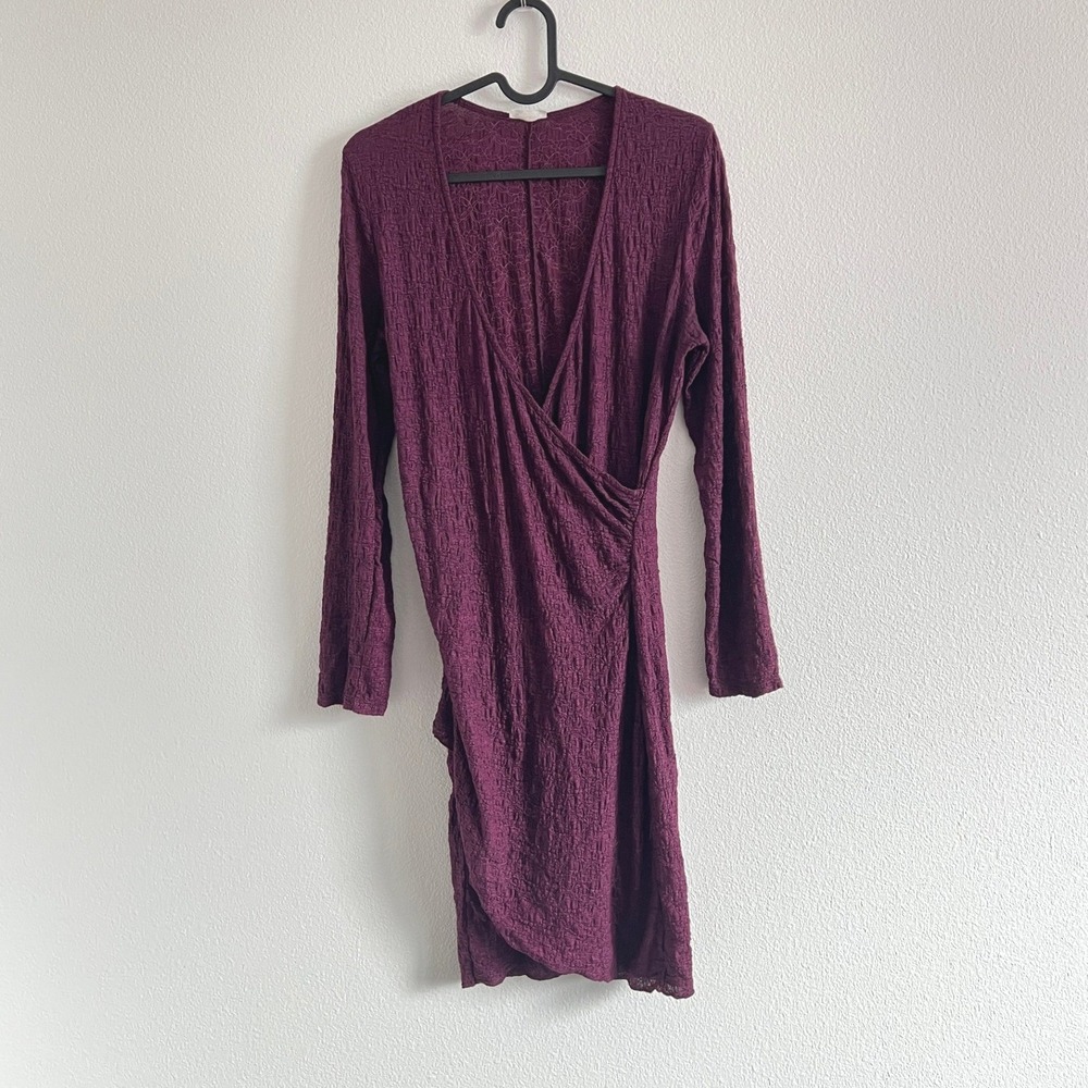 Intimately Free People Purple Crinkle Lace Long-Sleeve Dress M Dark Academia